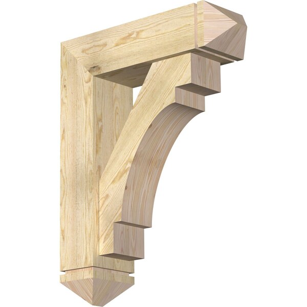 Ekena Millwork Merced Arts and Crafts Rough Sawn Bracket w/ Offset Brace, Douglas Fir, 8"W x 28"D x 36"H BKT0806X28X36MRC03RDF - main